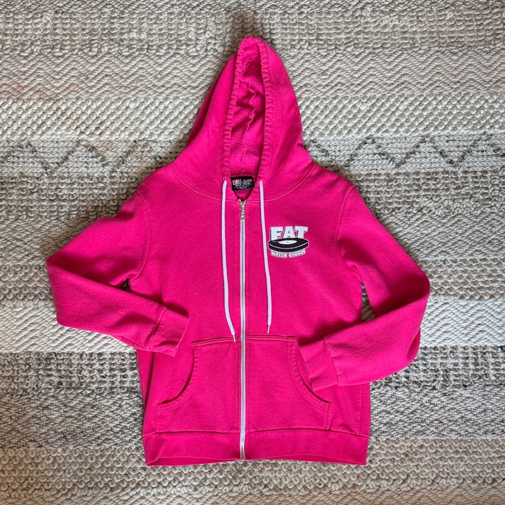 Fat Wreck Chords Zip Up Hoodie Made in USA Bright Pink Men’s Medium Punk Rock